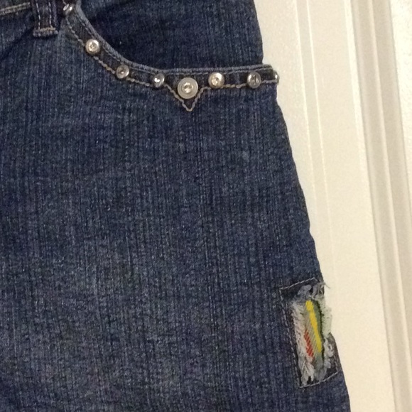 Fringe mini skirt with rhinestone and patchwork - Picture 3 of 4